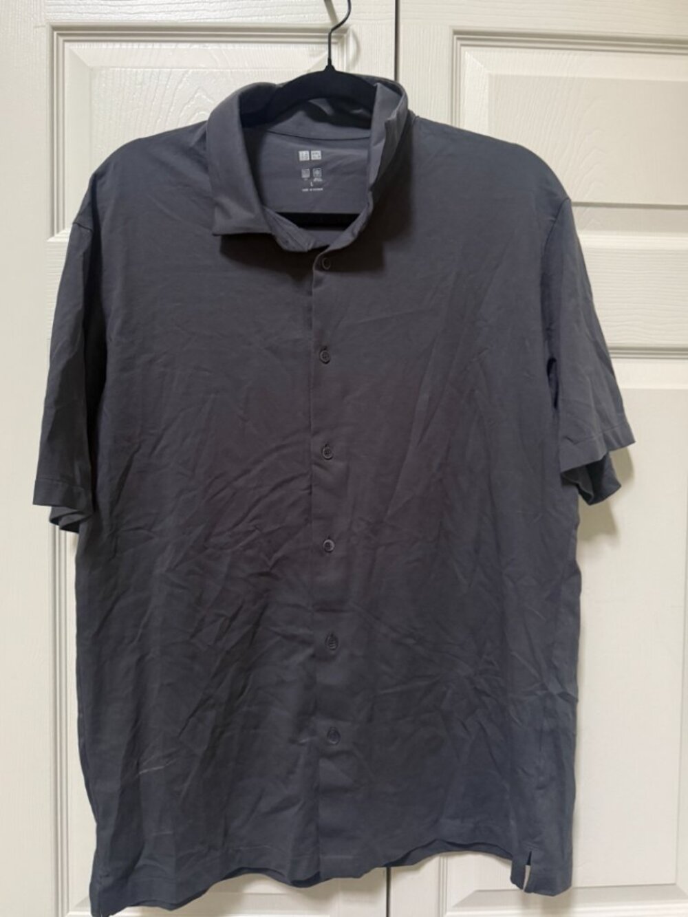UNIQLO AIRism DRY Cool Touch Charcoal Full Open Polo Men's L